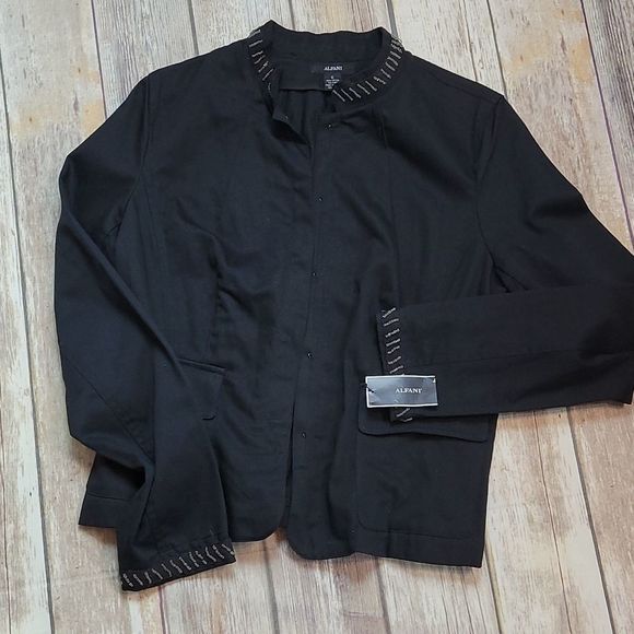 Alfani Black Beaded Blazer Jacket 6 - Picture 7 of 9